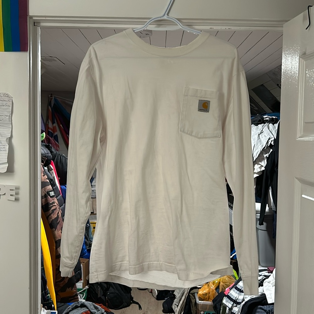White mens medium Carhartt long sleeve tee